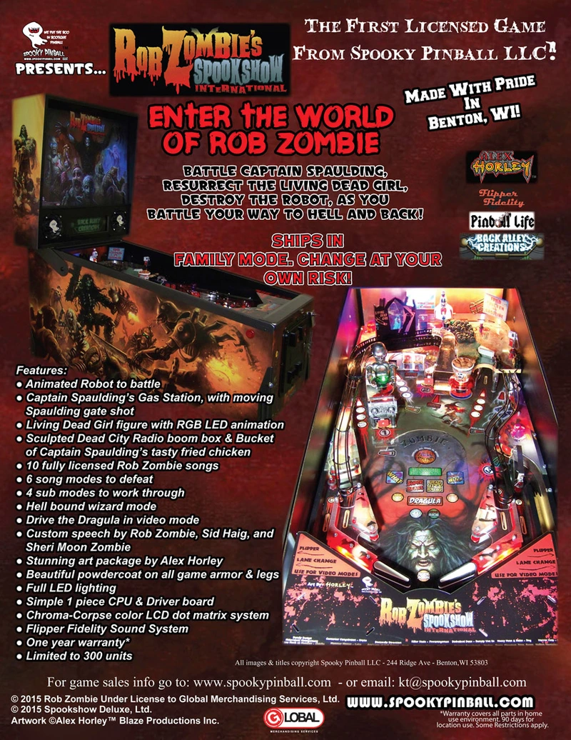 Flyer for Rob Zombie's Spookshow International
