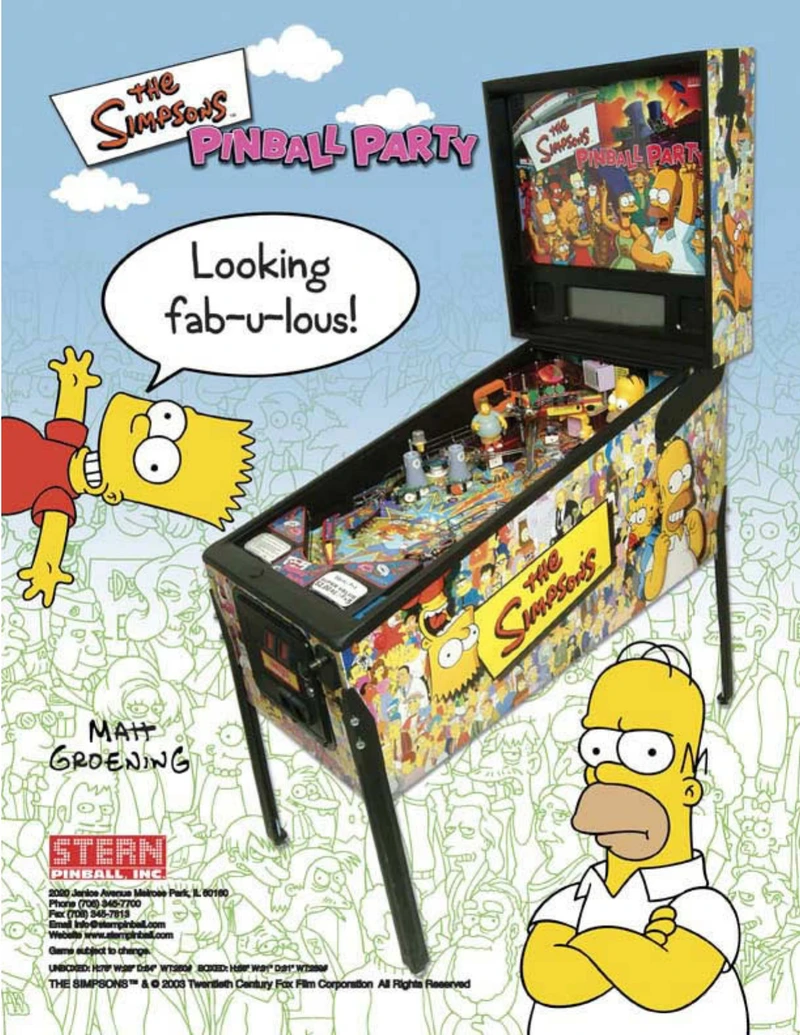 Flyer for The Simpsons Pinball Party